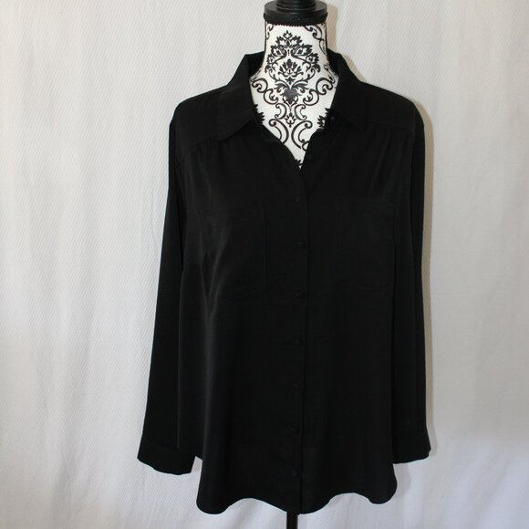 Torrid Tops - BLOUSE by Torrid Long Sleeve Pockets Satin Feel Size 1 1X Pre-Loved EUC